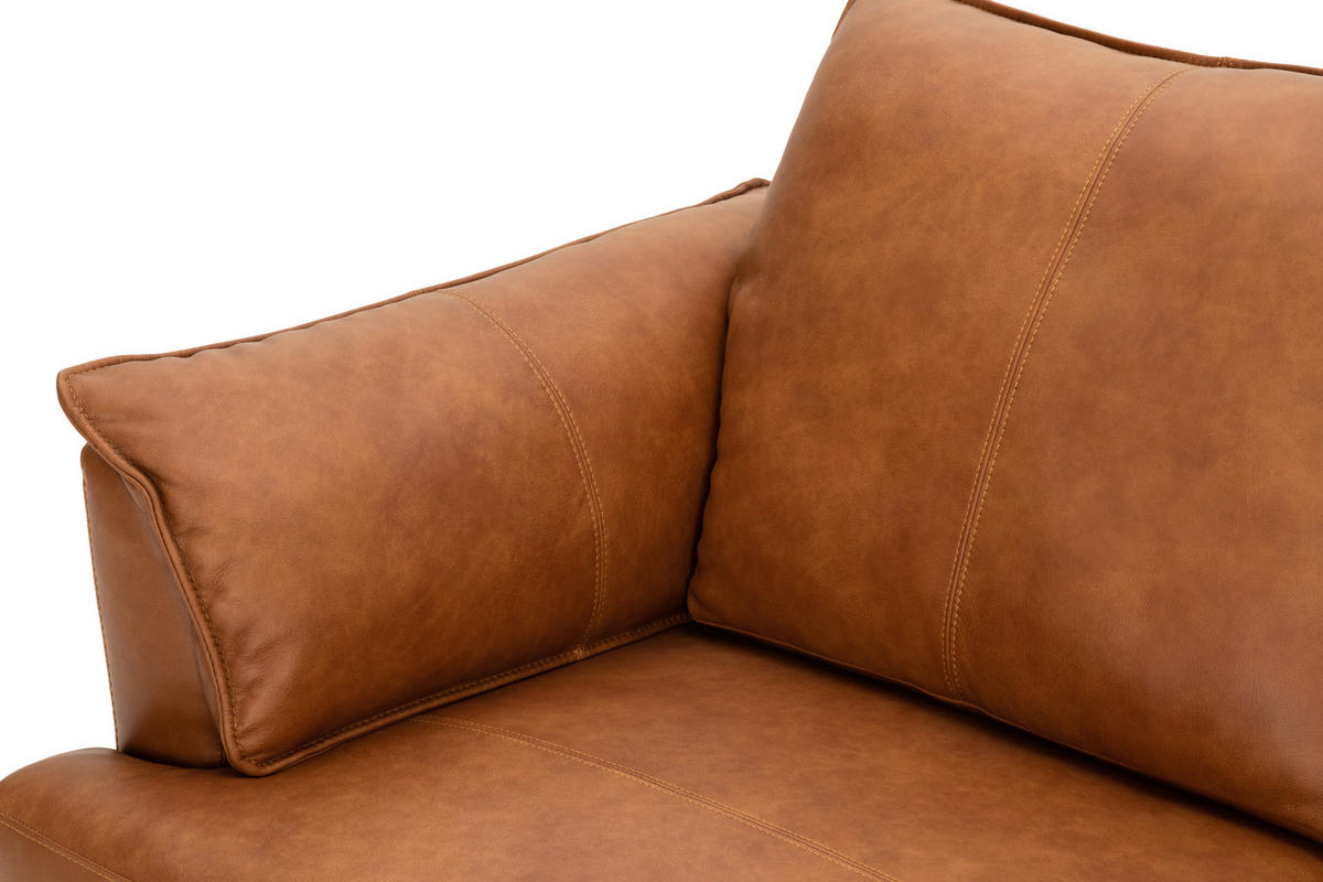 ECKSOFA Rostfarben Echtleder  - Rostfarben/Schwarz, Design, Leder/Metall (233/153cm) - Livetastic