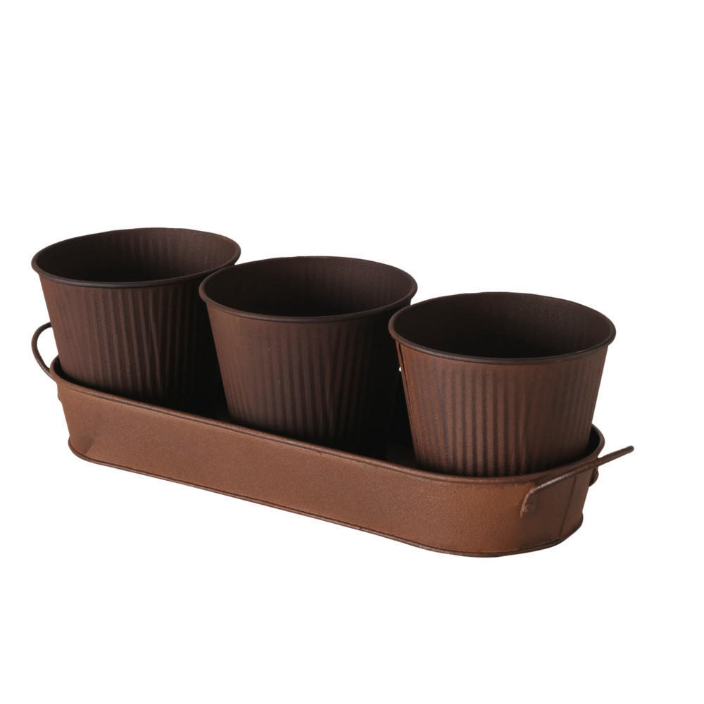 PFLANZTOPF   - Braun, KONVENTIONELL, Metall (37/12/11cm)