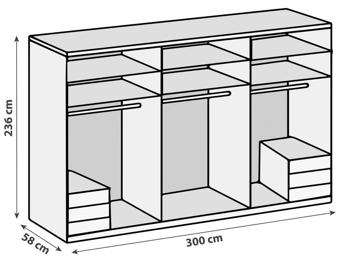 DREHTÜRENSCHRANK in Grau, Weiss  - Chromfarben/Weiss, Modern, Glas/Holzwerkstoff (300/236/58cm) - MID.YOU
