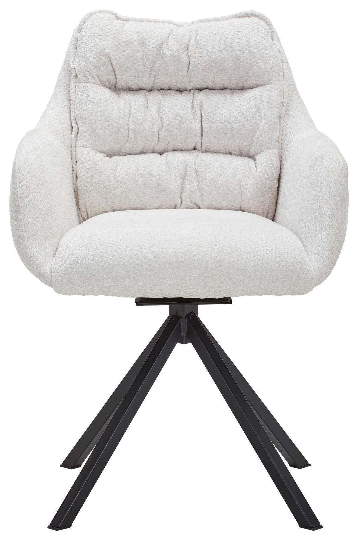 ARMLEHNSTUHL  in Stahl Chenille  - Beige/Schwarz, KONVENTIONELL, Textil/Metall (59/86/69,5cm) - Linea Natura