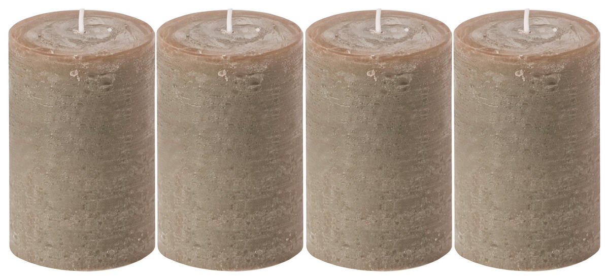 STUMPENKERZE 5,8/8 cm  - Taupe, KONVENTIONELL (5,8/8cm)