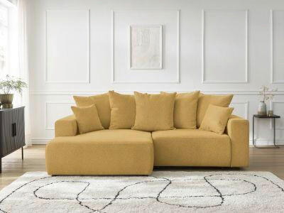 ECKSOFA Ottomane links  ATILLA Gelb Flachgewebe  - Gelb/Schwarz, MODERN, Kunststoff/Textil (149/244cm)