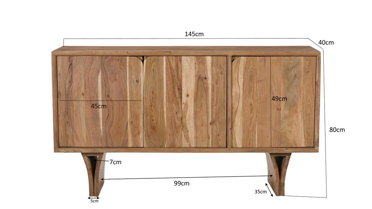SIDEBOARD  145/80/71 cm  - Naturfarben, Design, Holz (145/80/71cm) - MID.YOU