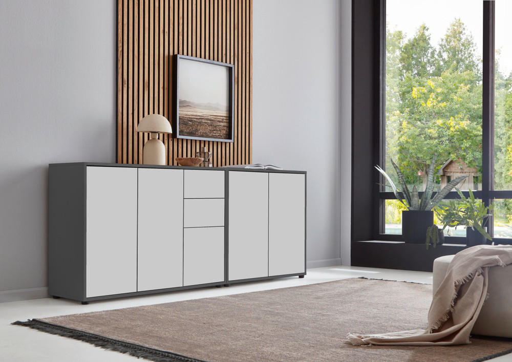 SIDEBOARD  in 184,5/73/33 cm  - Anthrazit/Schwarz, MODERN, Holzwerkstoff (184,5/73/33cm) - MID.YOU