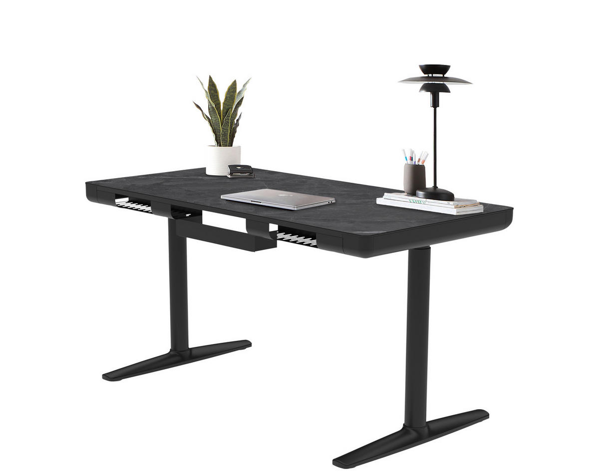 SKRIVBORD 140/70/73-118 cm  i svart  - svart, Design, metall/trämaterial (140/70/73-118cm) - Novel