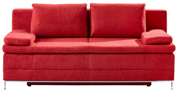 SCHLAFSOFA Flachgewebe Bordeaux - Chromfarben/Bordeaux, Design, Textil/Metall (200/93/93cm) - Novel