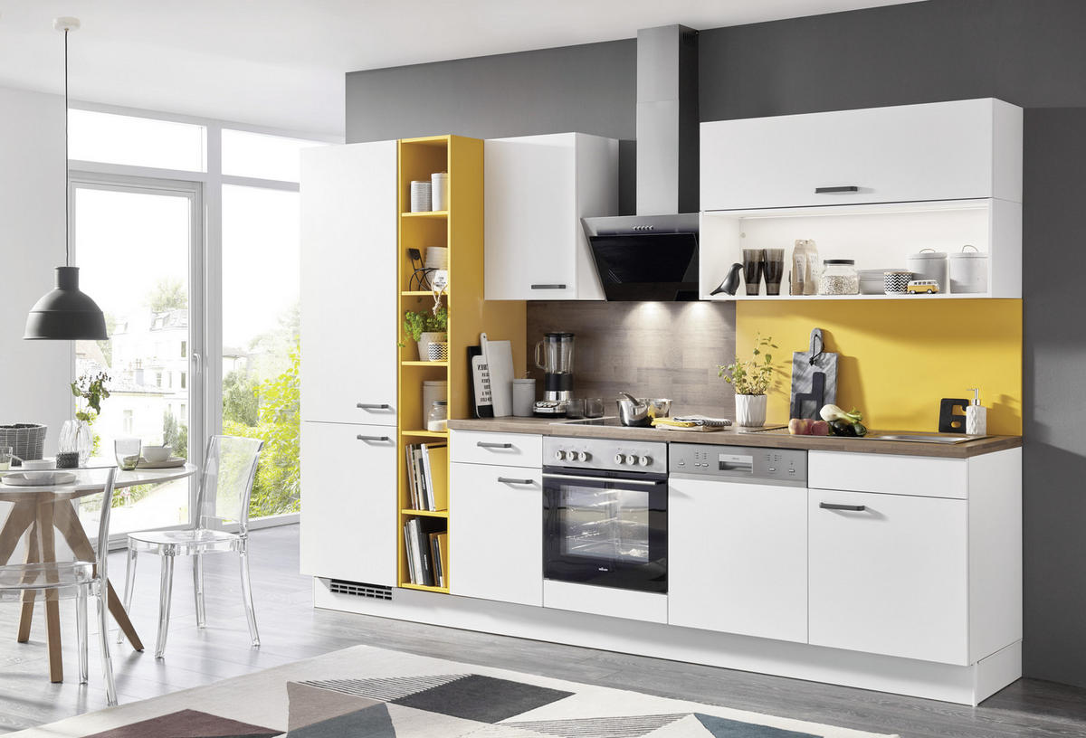 KUCHYNSKÁ LINKA SILVIO 320 - žltá/biela, Design, kompozitné drevo (320cm) - Celina