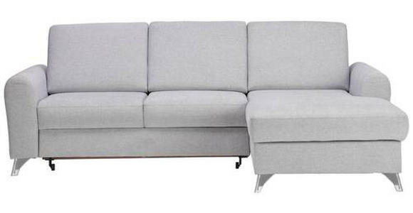 ECKSOFA in Flachgewebe Hellgrau  - Silberfarben/Hellgrau, Design, Textil/Metall (244/167cm) - Cantus