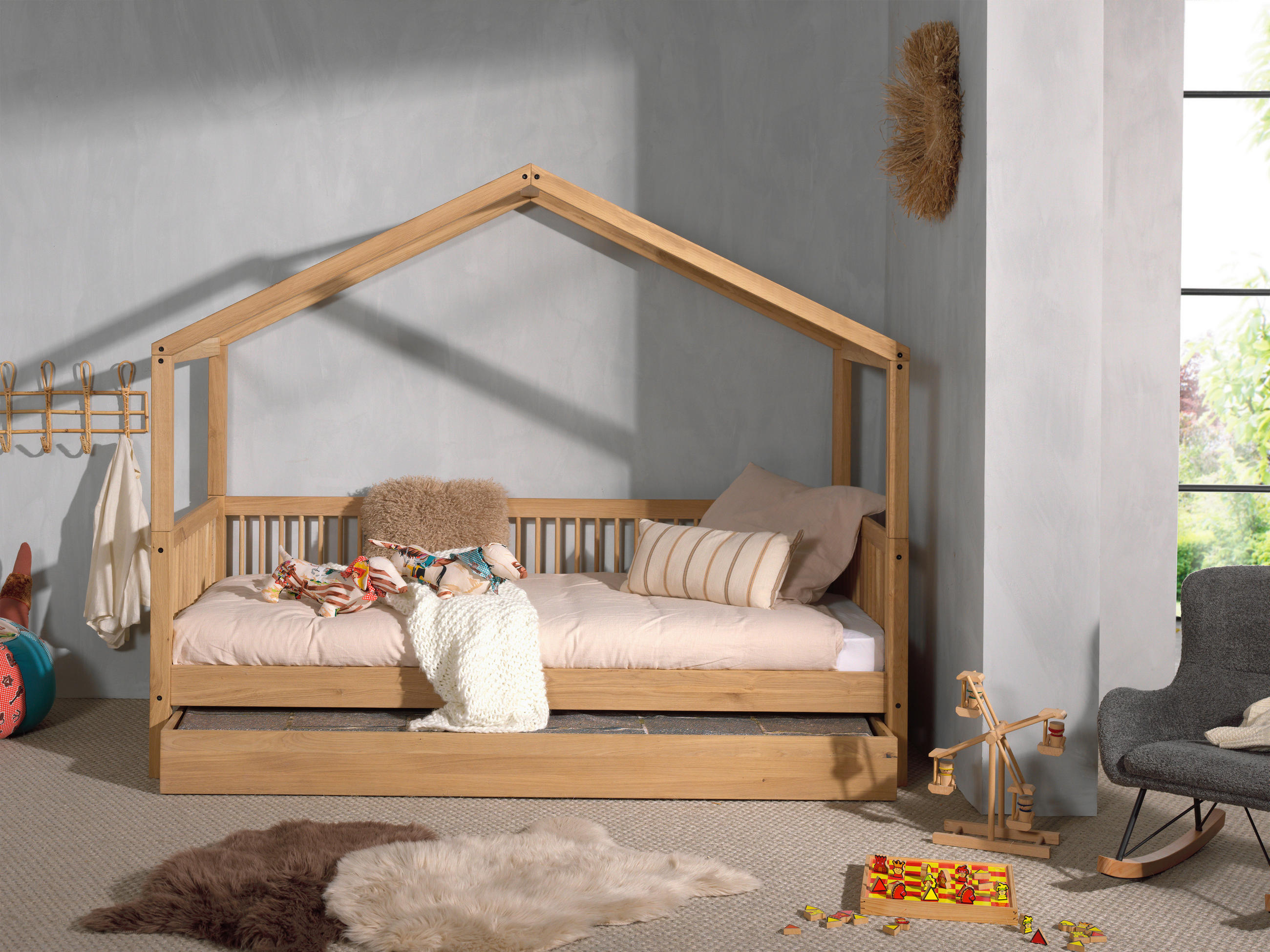 HAUSBETT Rollrost, Bettschublade 90/200 cm  - Naturfarben, MODERN, Holz (90/200cm) - MID.YOU