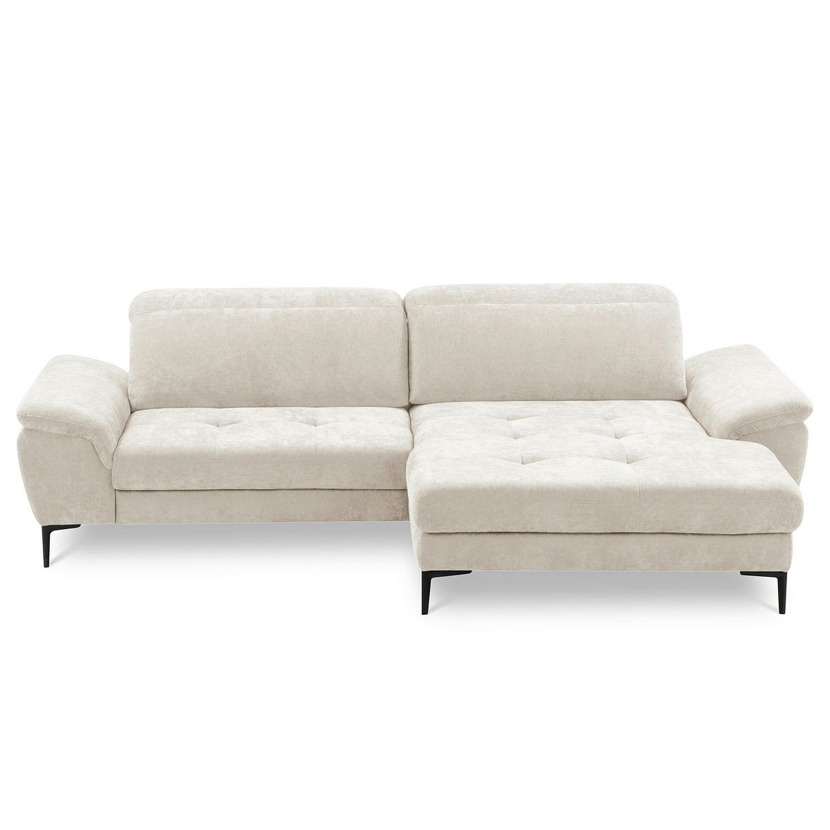 ECKSOFA  Webstoff Creme  - Creme/Schwarz, Design, Textil/Metall (268/195cm) - Livetastic