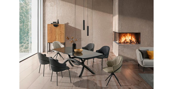 ARMLEHNSTUHL  in Echtleder pigmentiert  - Anthrazit, Design, Leder (55/84/55cm) - Belluti