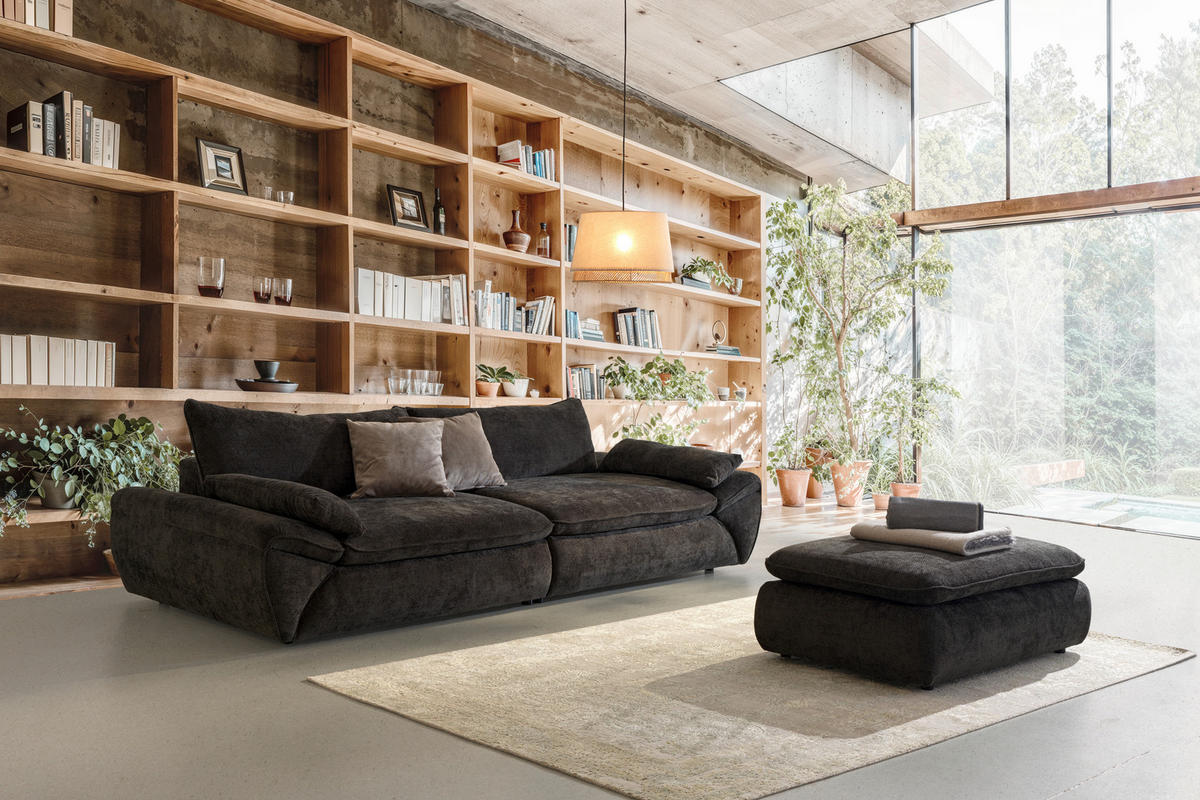 BIG SOFFA i struktur svart  - svart, Klassisk, textil/plast (302/80/120cm) - MID.YOU