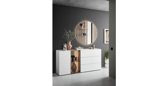 SIDEBOARD in 184/90/44 cm - Eichefarben/Anthrazit, Design, Glas/Holz (184/90/44cm) - Johann Jakob
