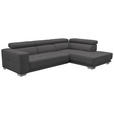 ECKSOFA in Mikrofaser Grau  - Chromfarben/Grau, Design, Textil/Metall (301/207cm) - Xora