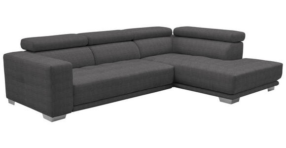 ECKSOFA in Mikrofaser Grau  - Chromfarben/Grau, Design, Textil/Metall (301/207cm) - Xora