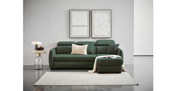 ECKSOFA in Flachgewebe Dunkelgrün  - Dunkelgrün/Schwarz, MODERN, Kunststoff/Textil (182/237cm) - Carryhome