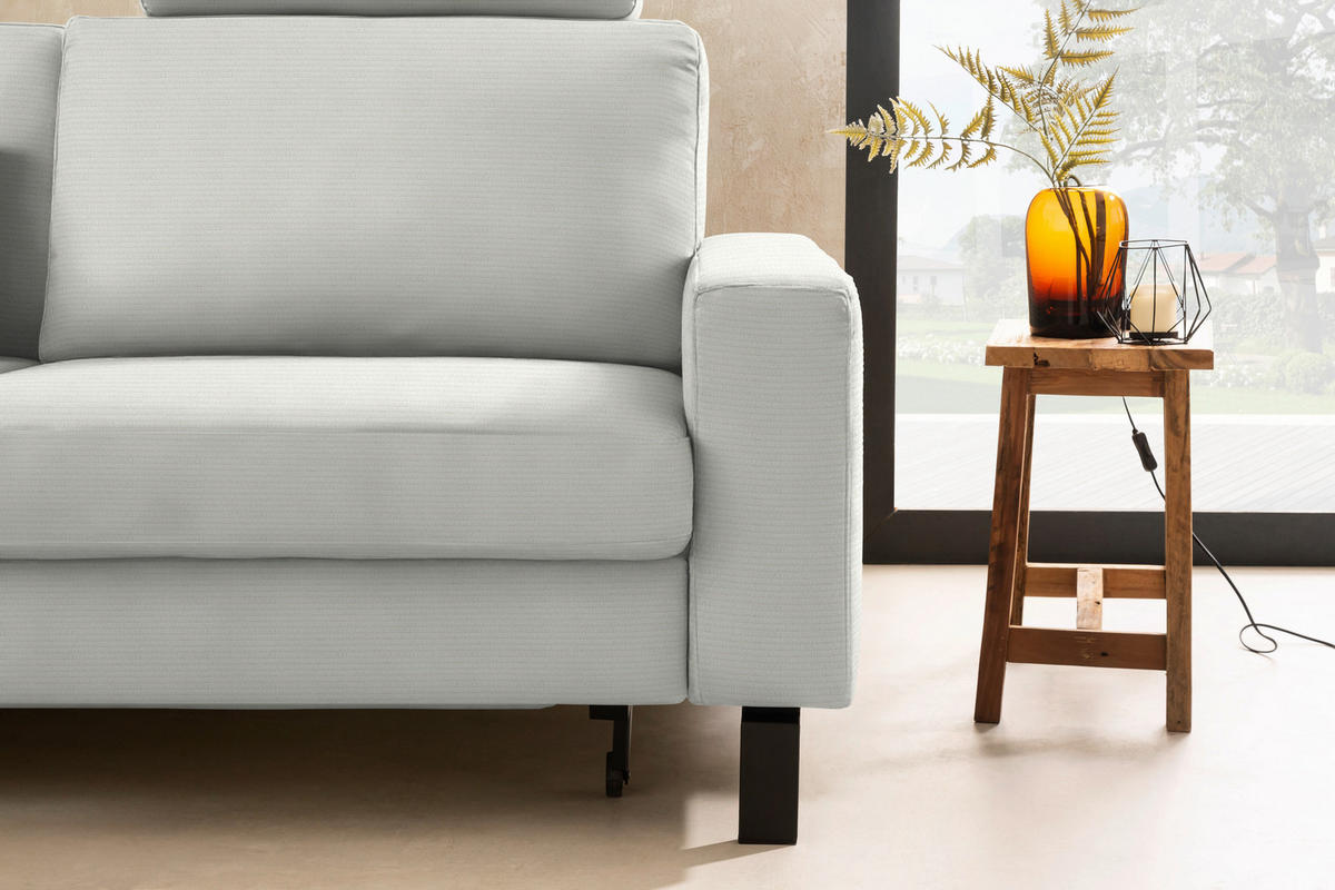 ECKSOFA Cord Grauweiss  - Schwarz/Grauweiss, Design, Textil/Metall (185/298cm) - Pure Home Lifestyle