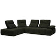 ECKSOFA in Struktur Olivgrün  233/313 cm  - Schwarz/Olivgrün, Design, Kunststoff/Textil (233/313cm) - Emilio Belluti
