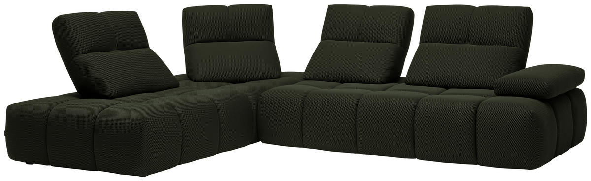 ECKSOFA in Struktur Olivgrün  233/313 cm  - Schwarz/Olivgrün, Design, Kunststoff/Textil (233/313cm) - Emilio Belluti