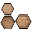 WANDREGALSET 30-37/26-32/9-12 cm  - Schwarz/Eiche Artisan, Basics, Holzwerkstoff (30-37/26-32/9-12cm) - Xora