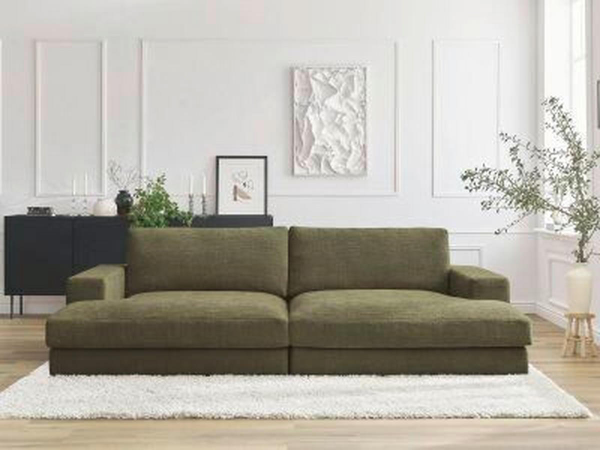 BIGSOFA LEONARD Struktur Grün  - Schwarz/Grün, MODERN, Kunststoff/Textil (234/77/159cm)