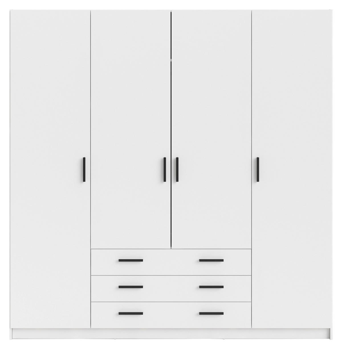 ŠATNÍ SKŘÍŇ, bílá, 195,5/200,4/49,6 cm - bílá/černá, Basics, kov/kompozitní dřevo (195,5/200,4/49,6cm) - MID.YOU