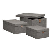 FÖRVARINGSLÅDOR SET  - mörkgrå/brun, Basics, textil