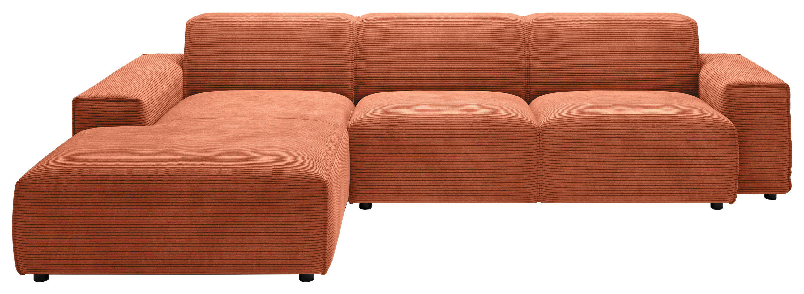 ECKSOFA 9125 Aprikose Cord  - Aprikose/Schwarz, Design, Kunststoff/Textil (189/300cm) - Pure Home Lifestyle
