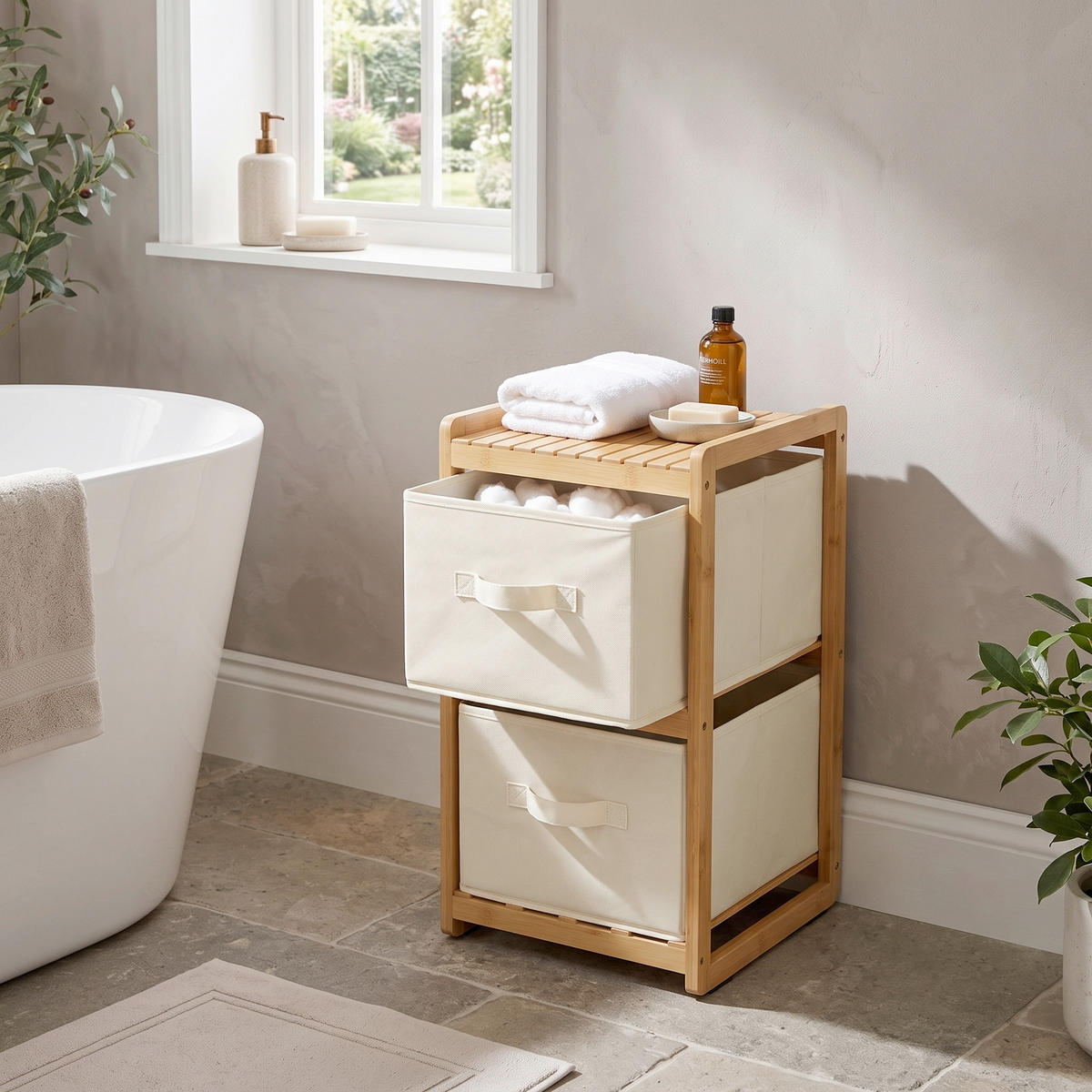 BADEZIMMERREGAL 29,5/57/33,5 cm  - Creme/Naturfarben, Basics, Naturmaterialien/Textil (29,5/57/33,5cm) - Kesper