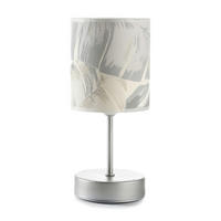 STOLNÍ LAMPA, E27, 13/13/30 cm - bílá/světle šedá, Basics, kov/textil (13/13/30cm)