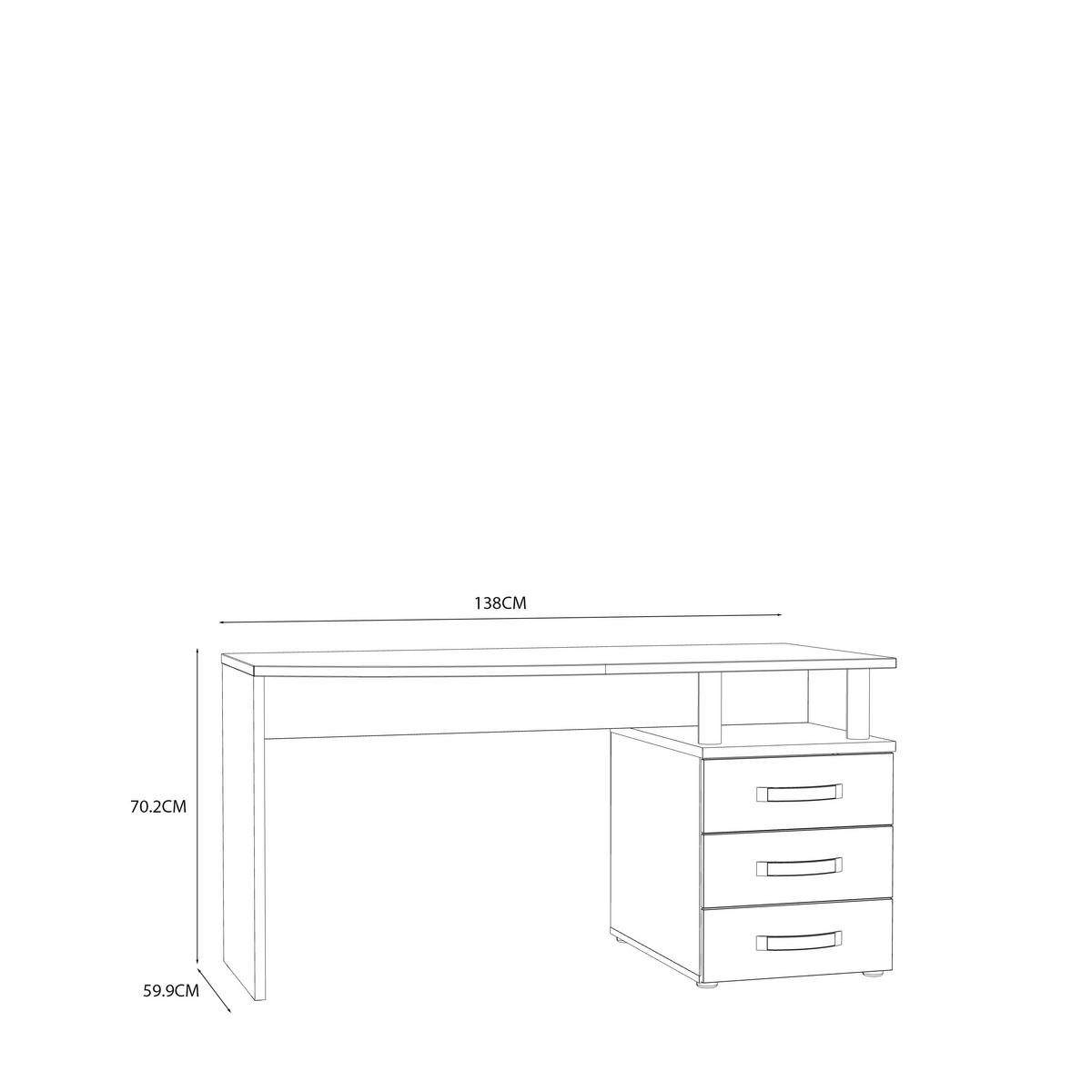SCHREIBTISCH 138/59,9/70,2 cm Eichefarben, Weiß Hochglanz  - Weiß Hochglanz/Eichefarben, Basics, Holzwerkstoff/Metall (138/59,9/70,2cm) - Carryhome