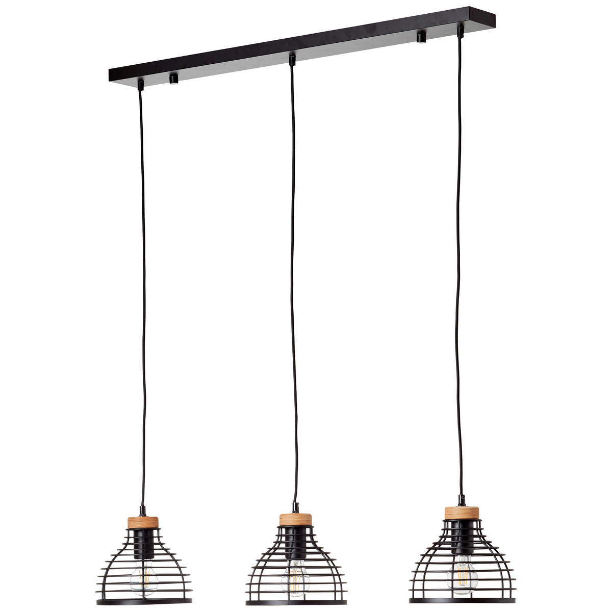 PENDELLEUCHTE 100/25/120 cm    - Schwarz, Natur, Holz/Metall (100/25/120cm) - Brilliant
