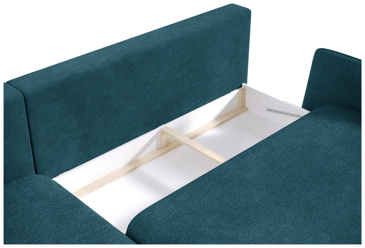 ECKSOFA in Velours Blau  - Blau/Schwarz, Design, Holz/Textil (167/260cm) - Welnova