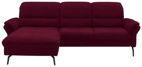ECKSOFA in Flachgewebe Bordeaux  - Bordeaux/Schwarz, Konventionell, Textil/Metall (181/260cm) - Beldomo Speed