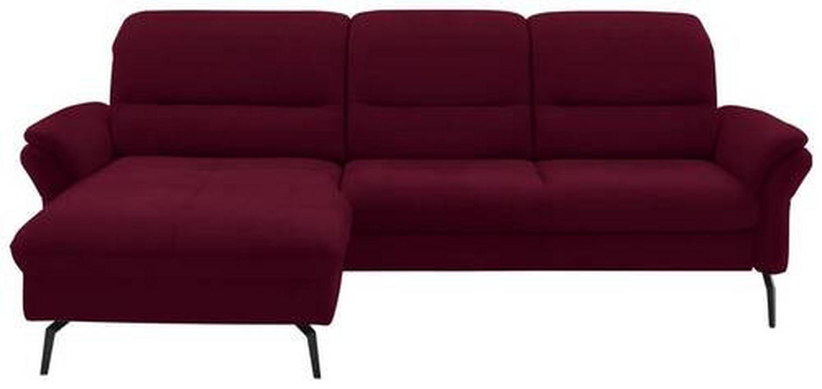 ECKSOFA in Flachgewebe Bordeaux  - Bordeaux/Schwarz, Konventionell, Textil/Metall (181/260cm) - Beldomo Speed