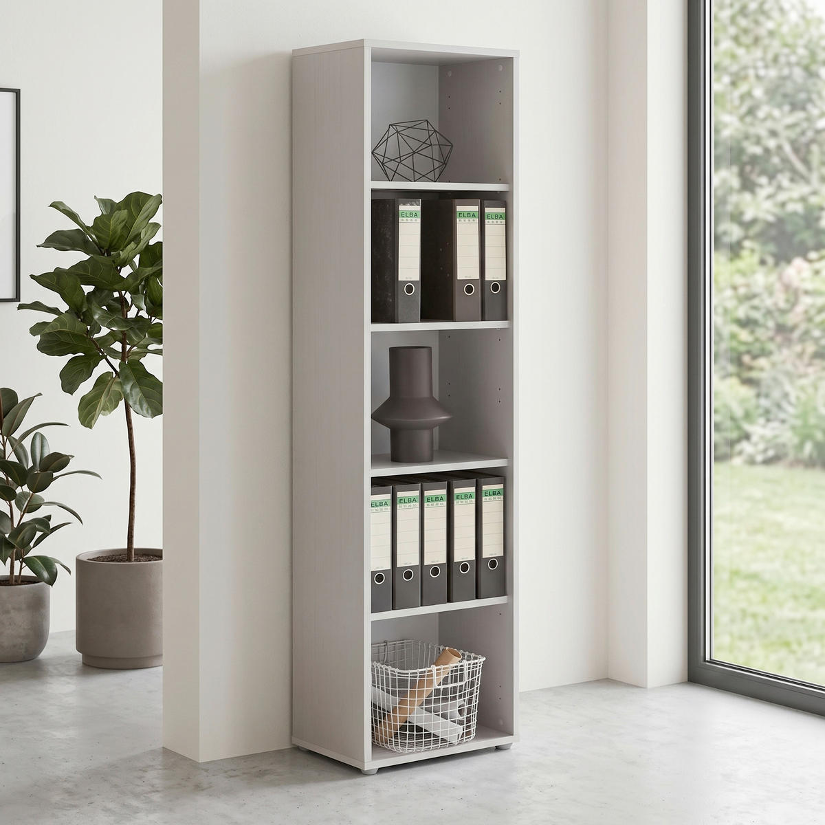 AKTENREGAL Grau  - Silberfarben/Grau, MODERN, Holzwerkstoff (44,1/185,6/33cm) - MID.YOU