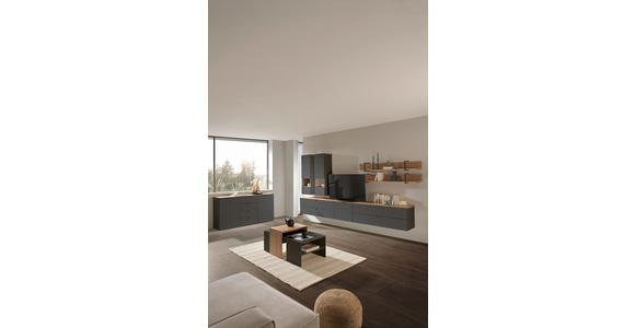 TV-ELEMENT Graphitfarben, Eiche Artisan 140/62/44 cm - Schwarz/Graphitfarben, MODERN, Holzwerkstoff/Metall (140/62/44cm) - Hom`in