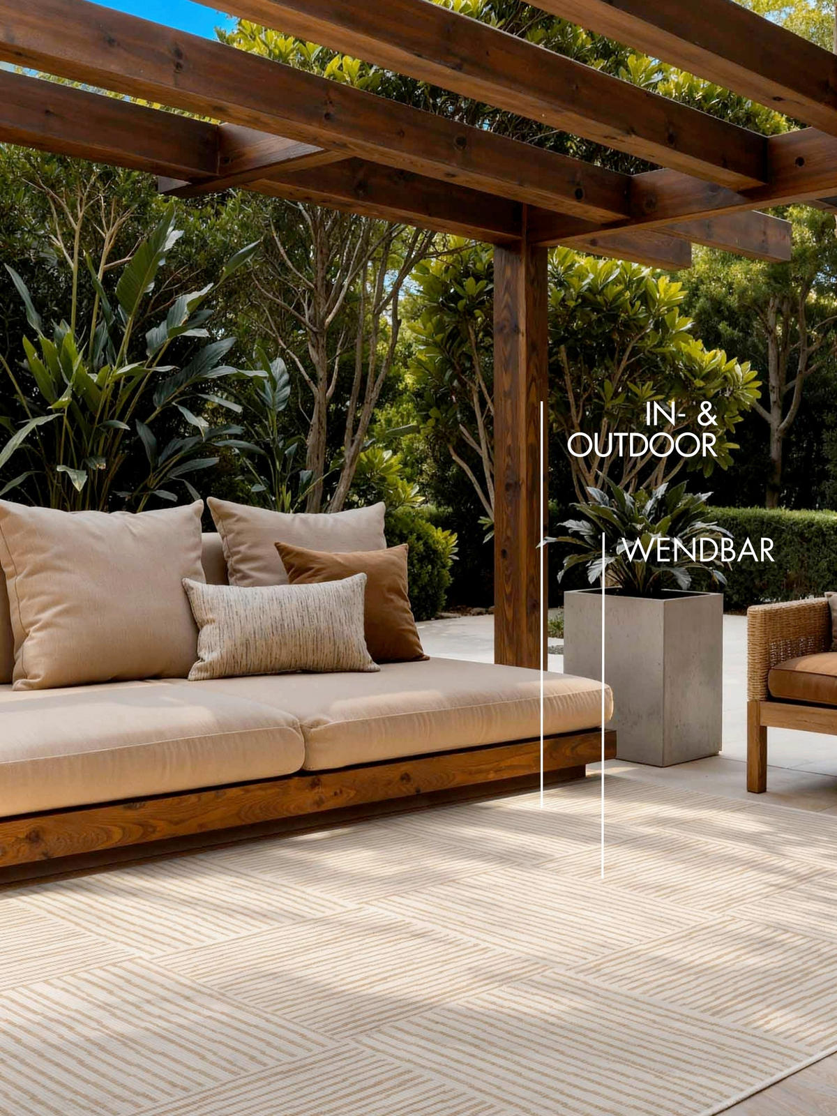 FLACHWEBETEPPICH 120/170 cm Haringey Weiß, Sandfarben rechteckig  - Sandfarben/Weiß, Basics, Kunststoff (120/170cm)