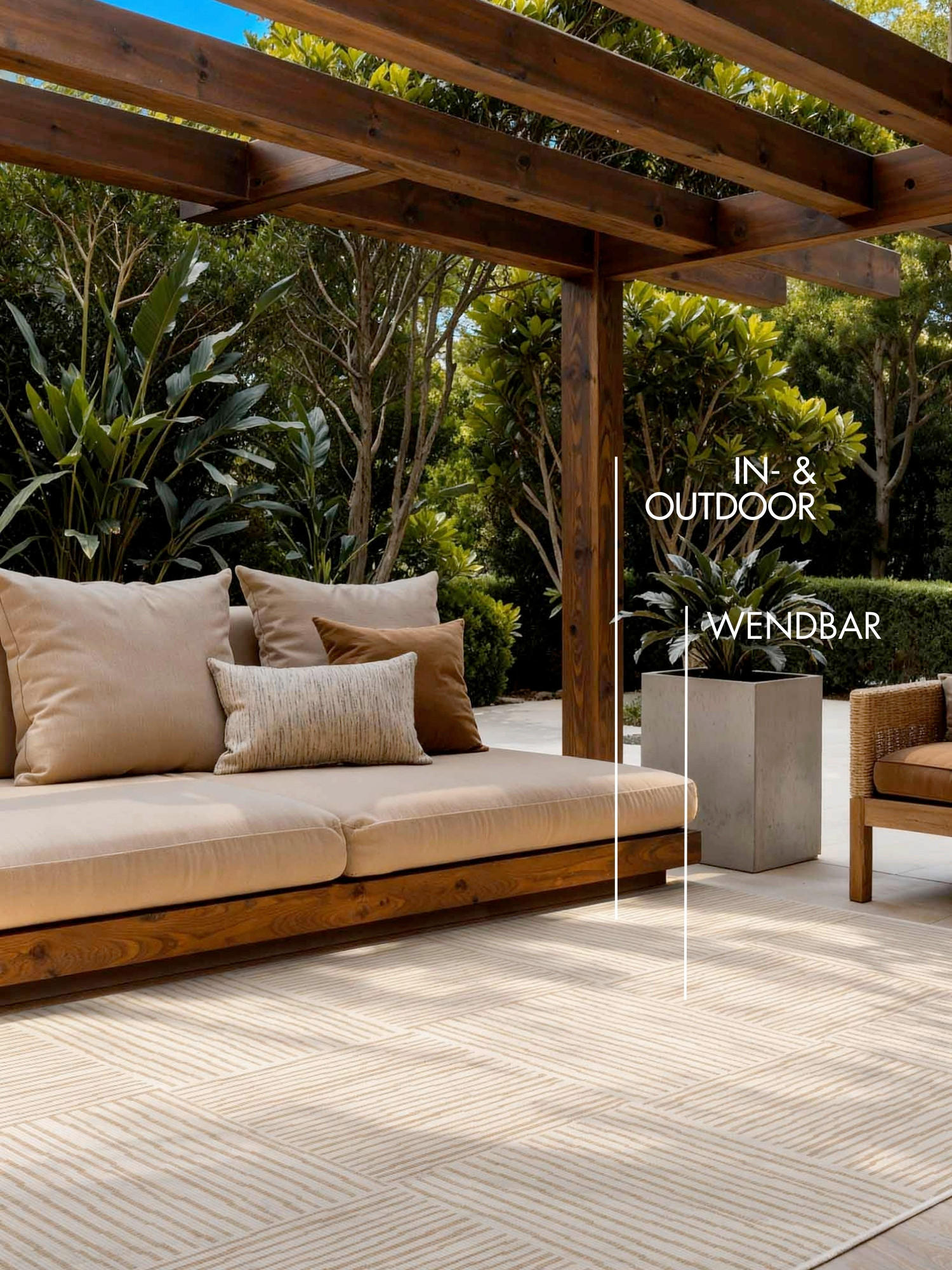 Thumbnail - Ted Baker Flachwebeteppich Haringey, Weiß, Sand, Kunststoff, Streifen, rechteckig, 120x170 cm, Oeko-Tex® Standard 100, f...