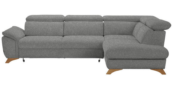 ECKSOFA in Bouclé Hellgrau  287/212 cm  - Eichefarben/Hellgrau, MODERN, Holz/Textil (287/212cm) - Valnatura