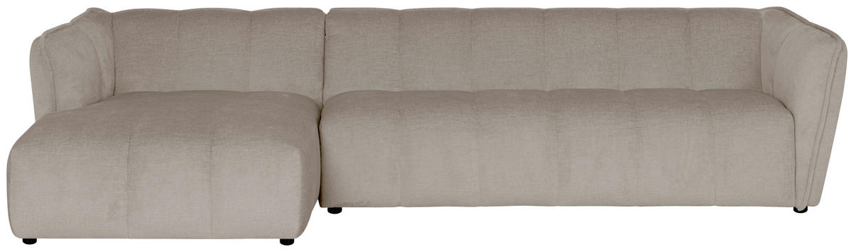ECKSOFA LIVOLI in Chenille Creme  160/306 cm  - Creme/Schwarz, Design, Textil (160/306cm) - MID.YOU
