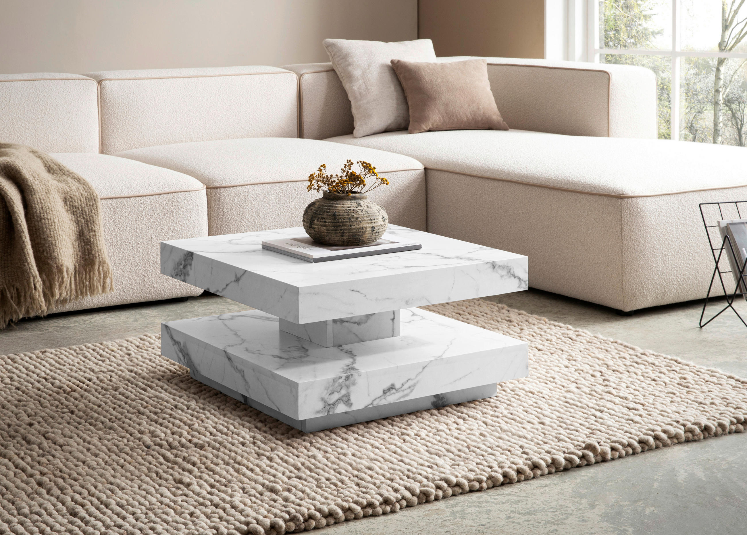 COUCHTISCH 60/60/34 cm quadratisch Weiß  - Weiß, Design, Holzwerkstoff (60/60/34cm) - Livetastic
