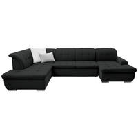 WOHNLANDSCHAFT inkl. Funktion Schwarz Flachgewebe  - Silberfarben/Schwarz, Design, Textil/Metall (208/342/145cm) - Cantus
