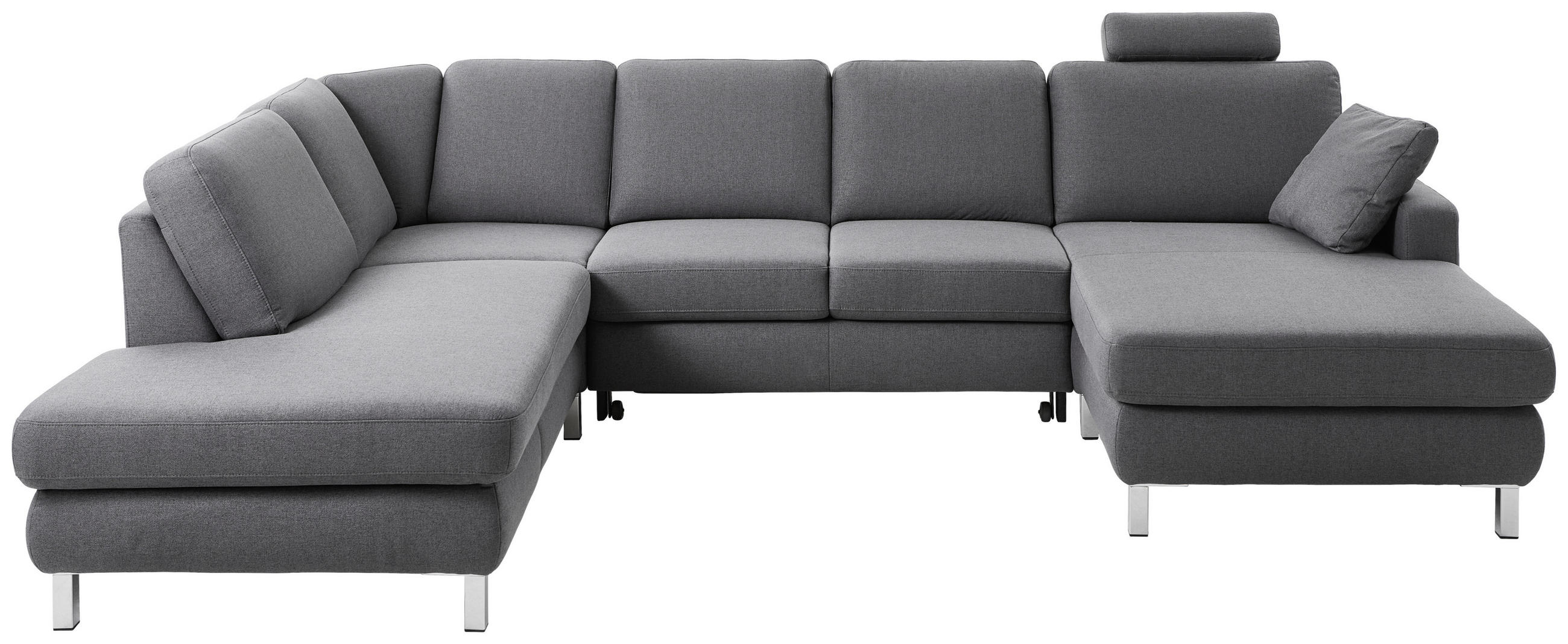 WOHNLANDSCHAFT Dunkelgrau Flachgewebe - Chromfarben/Dunkelgrau, Design, Textil (219/313/165cm) - Musterring