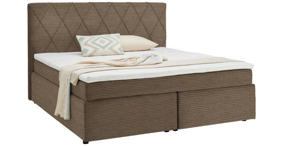 BOXSPRINGBETT 180/200 cm in Hellbraun - Hellbraun/Schwarz, Design, Kunststoff/Textil (180/200cm) - Xora