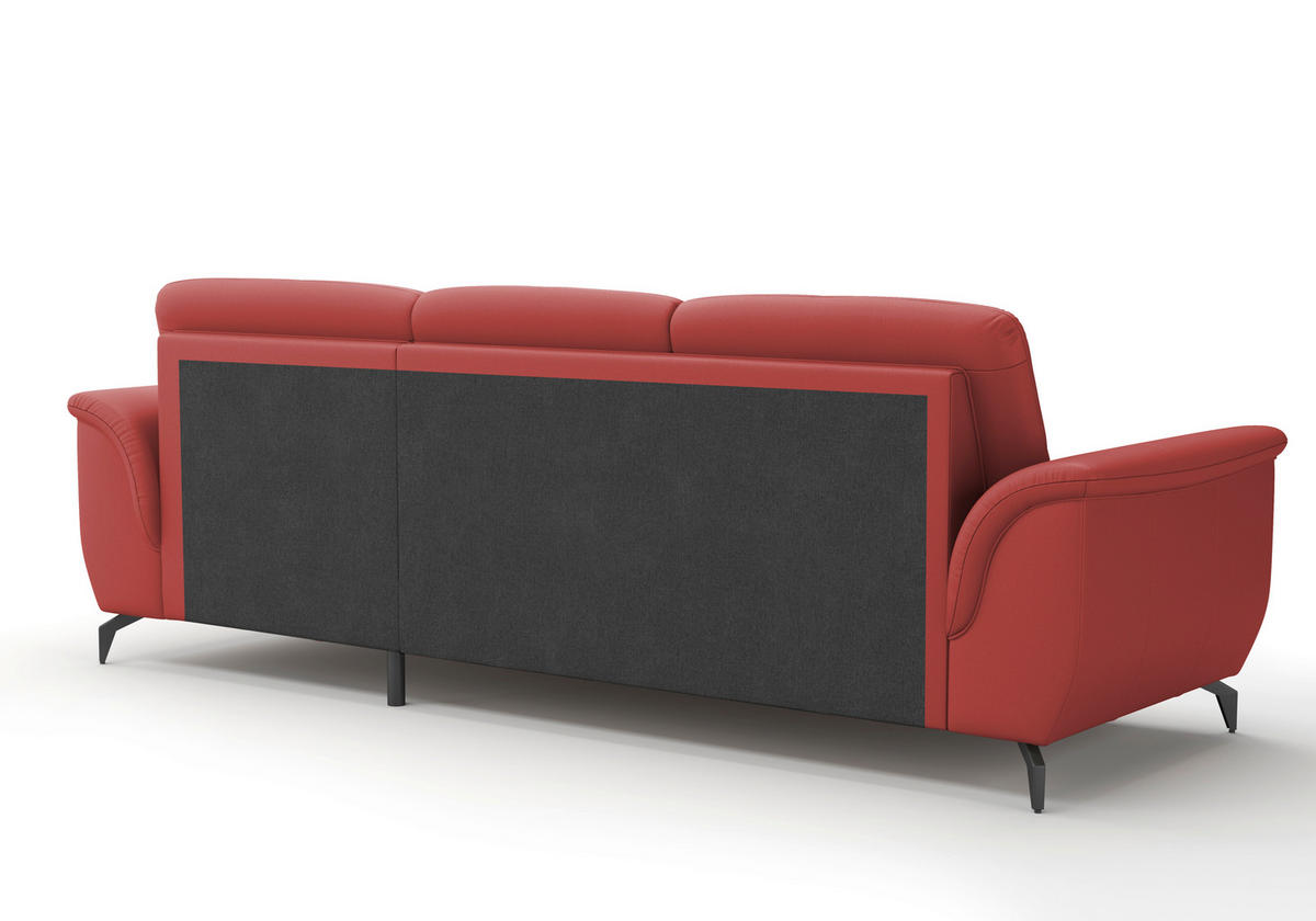 ECKSOFA in Vliesstoff Kombination Echtleder/Stoff Rot  262/164 cm  - Rot/Schwarz, MODERN, Leder/Textil (262/164cm) - Sit & More