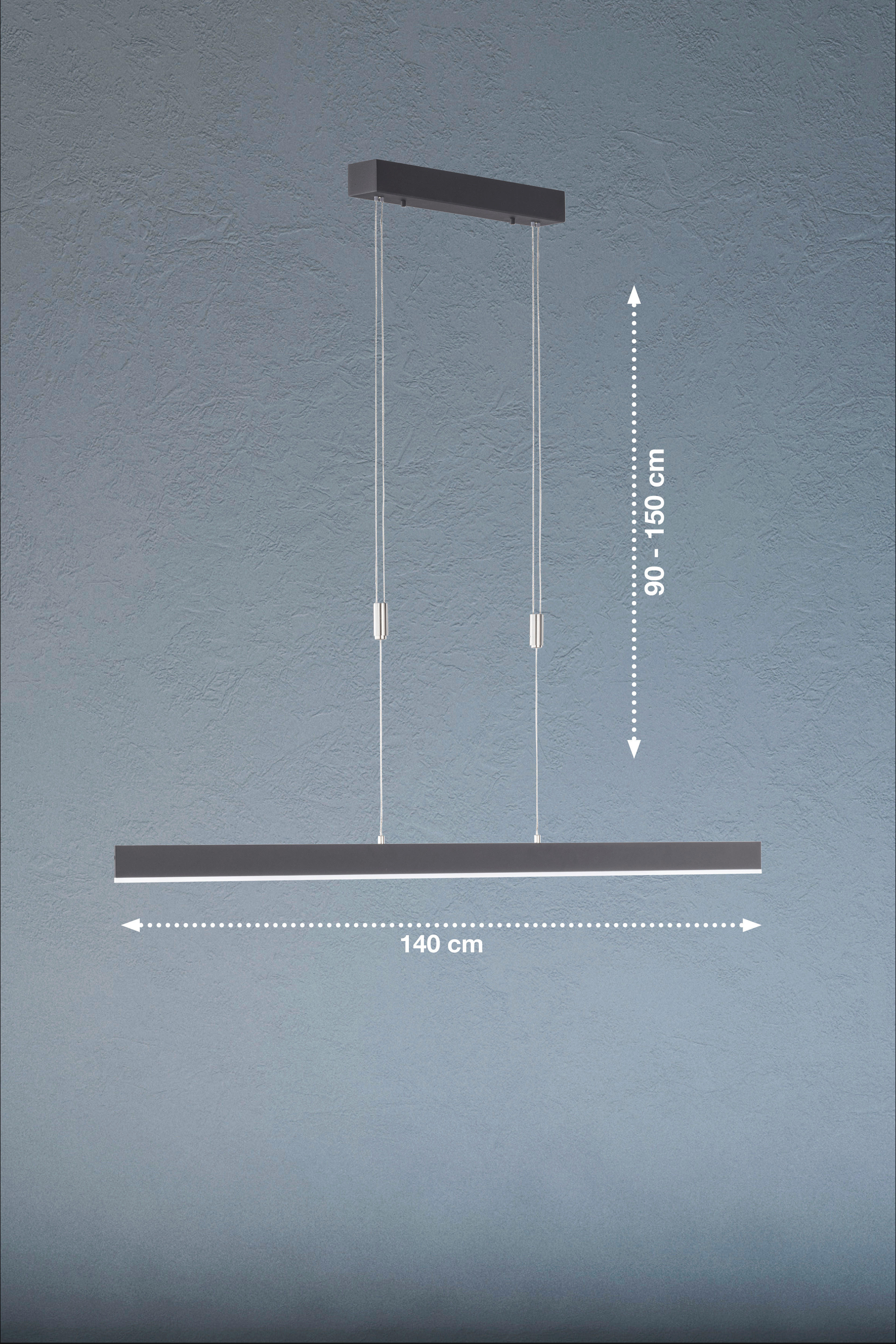 LED-HÄNGELEUCHTE Straight  - Schwarz/Nickelfarben, Basics, Metall (140/90-150cm) - Schöner Wohnen