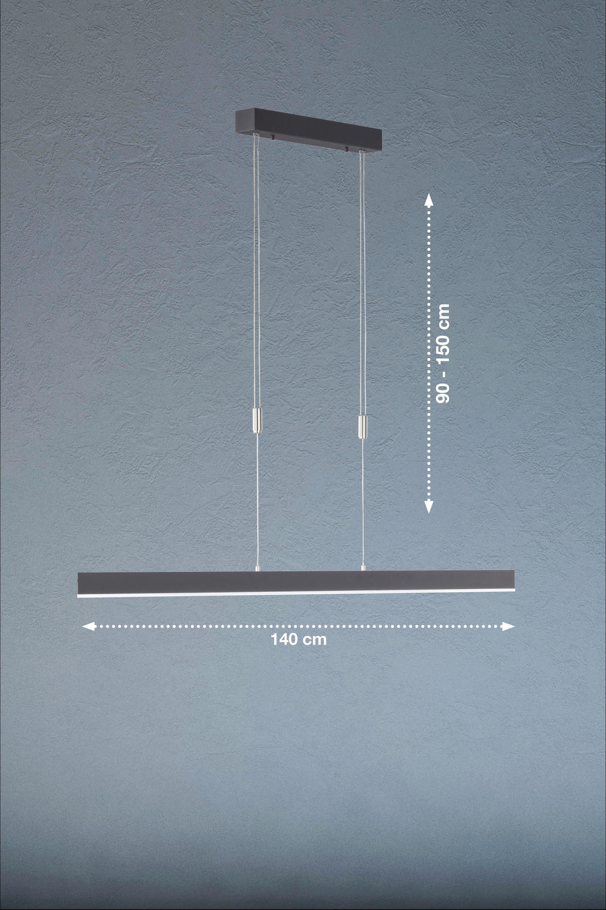LED-HÄNGELEUCHTE Straight 140/90-150 cm   - Schwarz/Nickelfarben, Basics, Metall (140/90-150cm) - Schöner Wohnen