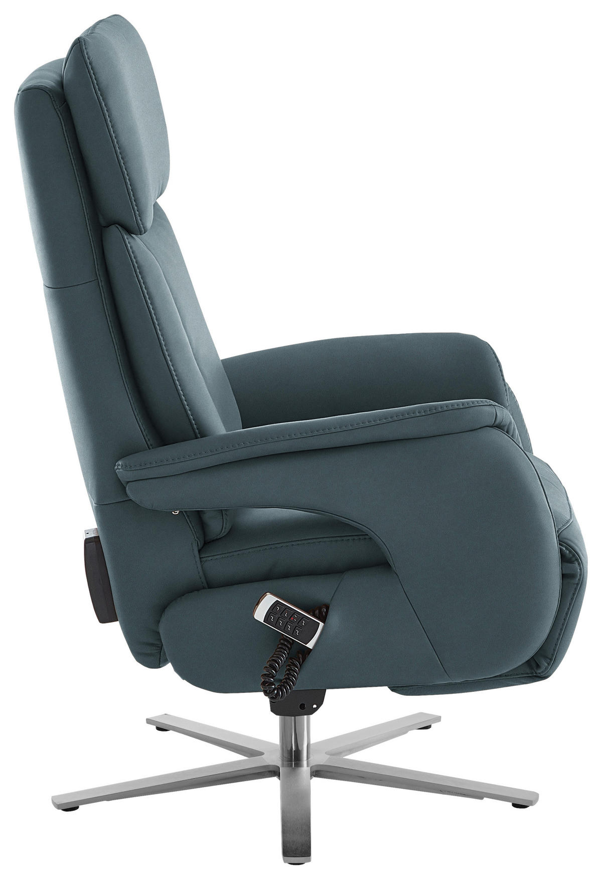 RELAXSESSEL in Leder Blaugrau  - Edelstahlfarben/Blaugrau, Design, Leder/Metall (70/124/85cm) - Cantus