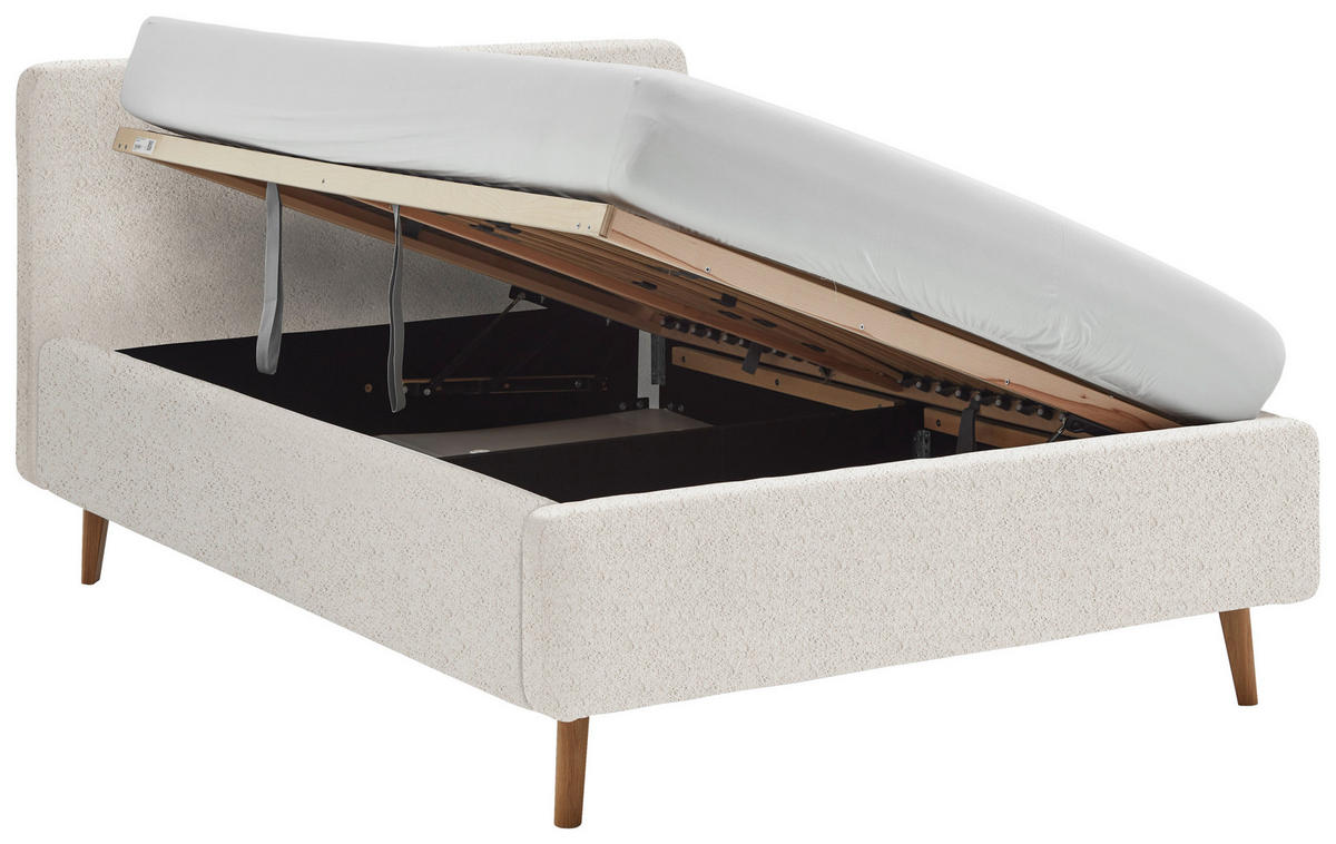 POLSTERBETT 140/200 cm  in Creme  - Eichefarben/Birkefarben, Design, Holz/Textil (140/200cm) - MID.YOU